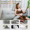 thumbnail image 5 of Large Triangular Headboard Pillow with Head Roll Pillow, Backrest Positioning Support Bed Bolster Rest Reading Pillow with Removable Cover，100% Linen (Grey, King:76x8x20 Inches), 5 of 7
