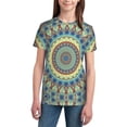 thumbnail image 2 of Honeii Round Mandala1 Print Youth Short Sleeve T-Shirt,Boys Athletic Shirt,Quick Dry Short Sleeve Performance Moisture Wicking T Shirt, 2 of 6