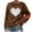 B-Brown, variant on JTZGDY Long Sleeve Shirts for Women Valentines Day Heart Pattern Print Crewneck Pullover Sweatshirts Trendy Holiday Graphic T-Shirts Loose Cozy Tunic Blouse with Elbow Patches A-Black XXL