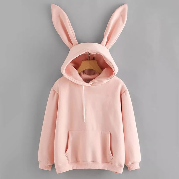 Pntutb - Sudadera con capucha de conejo de manga larga para mujer Pntutb Pntutb-5075