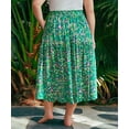 thumbnail image 4 of CASSIE LIZ Skirt for Women 3X Maxi Long Plus Size Pleated Boho Summer Skirts Green Floral Flowy Tiered Elastic High Waist Drawstring Skirts with Pockets 3XL 22W 24W, 4 of 8