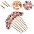 thumbnail image 4 of Unique Bargains Women Rhinestone Inlaid Flower Hair Comb Hairpin Hair Accessory Rhinestone Head Pieces Purple, 4 of 7