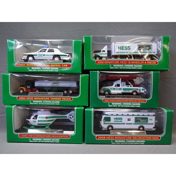Hess Truck Mini / Miniature Lot Set 2003, 2004, 2005, 2006, 2007, and 2008