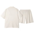 thumbnail image 4 of Bpyeka Men's Casual Two-Piece Set, Camp Collar Button-Down Shirt & Drawstring Shorts, Herringbone Jacquard Textured Co-Ord Outfit, S-2XL, 4 of 9