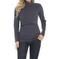 thumbnail image 2 of felwors Shirts for Women Cotton Turtleneck Breastfeeding Tees Long Sleeve Maternity Top Comfort Pregnancy Blouse 2025 Dark Blue, S, 2 of 5