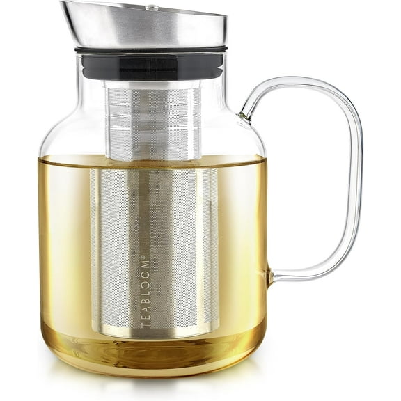 Large Multi-Brew Borosilicate Glass Teapot   Kettle   Pitcher – Steep and Serve Hot Tea, Iced Tea, Cold Brew Tea and Fruit Infused Water – Legacy Tea Maker (51 OZ or 85 OZ)