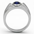 thumbnail image 3 of Luxe Jewelry Designs Men's Stainless Steel Ring with Blue Montana Synthetic Glass Stone - Size 11, 3 of 4