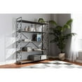 thumbnail image 5 of Baxton Studio Mirna Industrial Black Iron Metal and Natural Oak Wood 5-Shelf Quatrefoil Accent Bookcase, 5 of 5