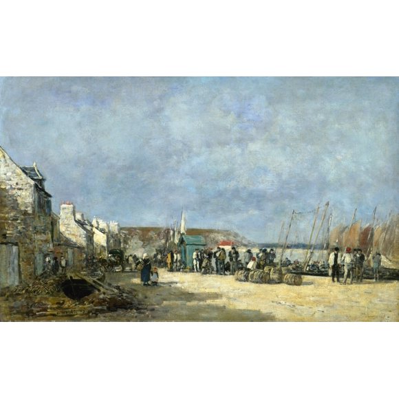 Boudin, Camaret, 1873. /N'Quay At Camaret.' Huile sur Toile de Eug Ne Boudin, 1873. Affiche Imprimée de (18 x 24)