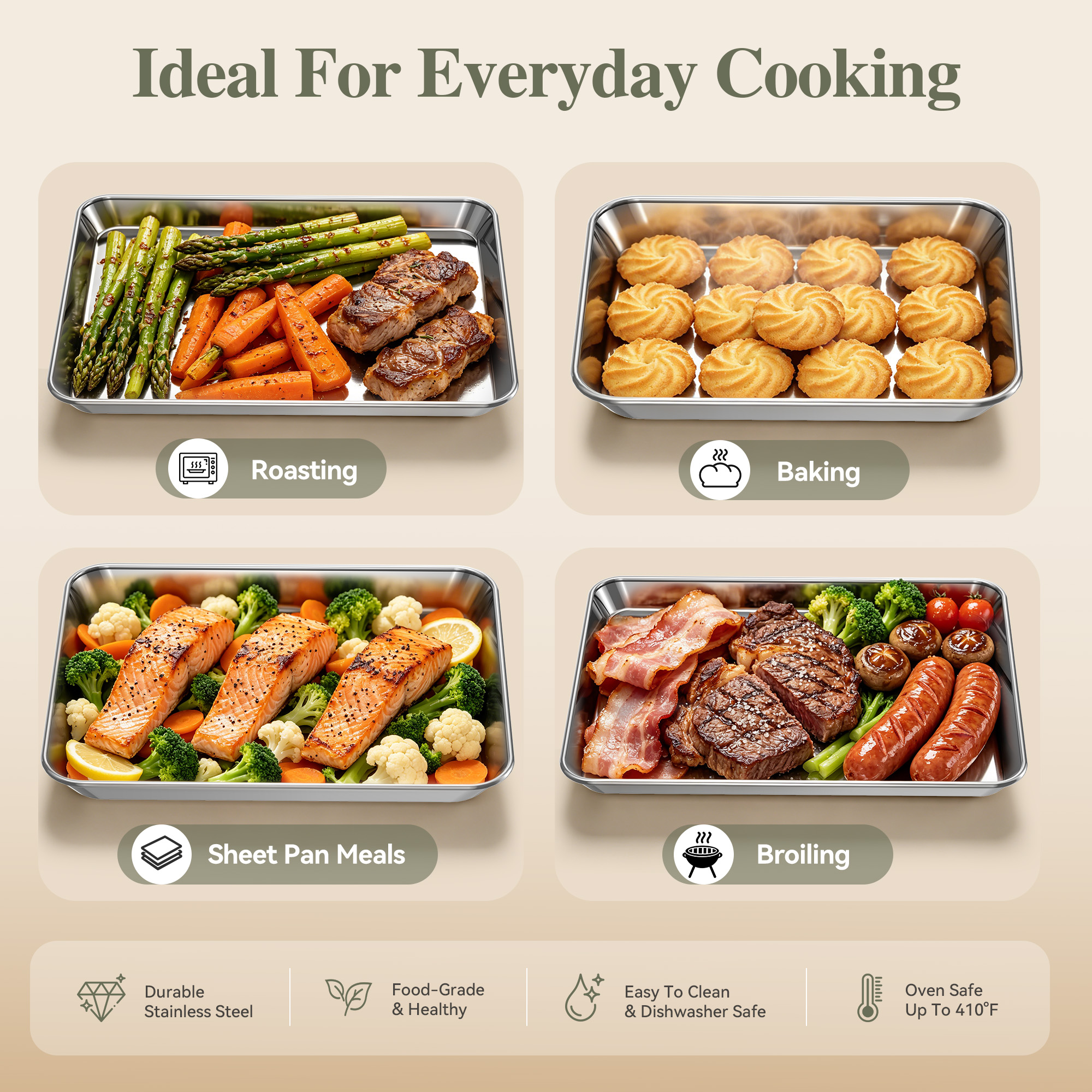 TINANA Stainless Steel Baking Sheet Pan Set (2-Pack) photo 2