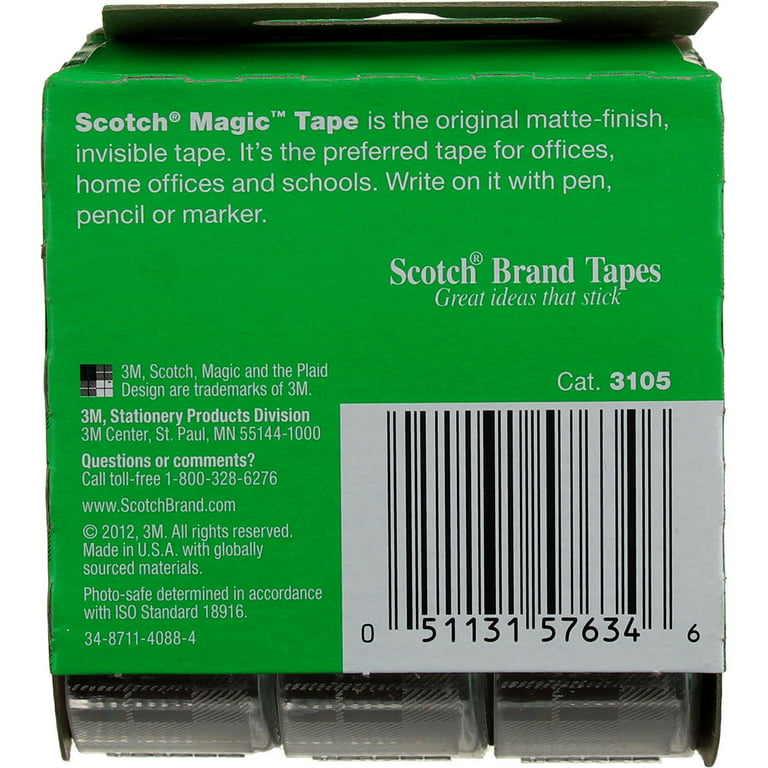 Scotch Magic Tape 3/4 Inch X 300 Inches 3 ea (Pack of 4)