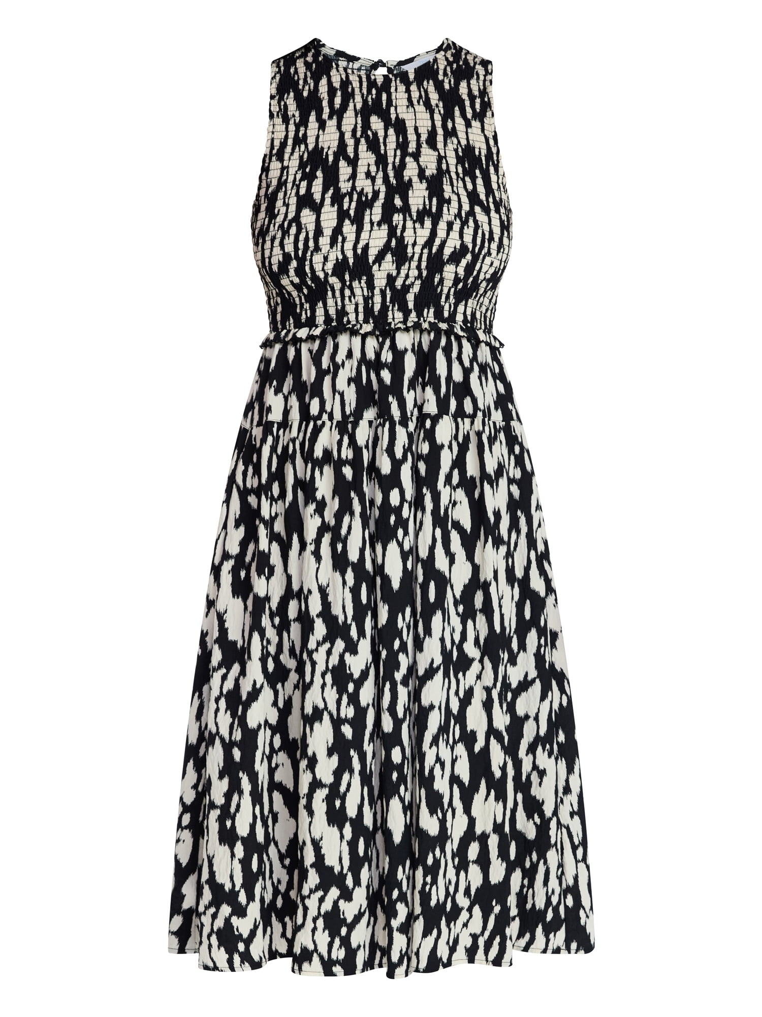 Time and Tru Women's Tiered Skirt Ruffle Smocked Midi Dress, Sizes XS-4X