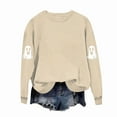 thumbnail image 5 of YOIAVAIOY Womens Ghost Sweatshirt Novelty Graphic Print Fleece Sweatshirts Long Sleeve Round Neck Festival Tops Causal Holiday Outfits Khaki M, 5 of 7