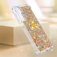 thumbnail image 4 of Glitter Clear Sparkly Bling Samsung Galaxy A24 4G Case for Women, Flowing Liquid Quicksand Cover with Diamond Ring Holder Case for Samsung Galaxy A24 4G  Gold, 4 of 14