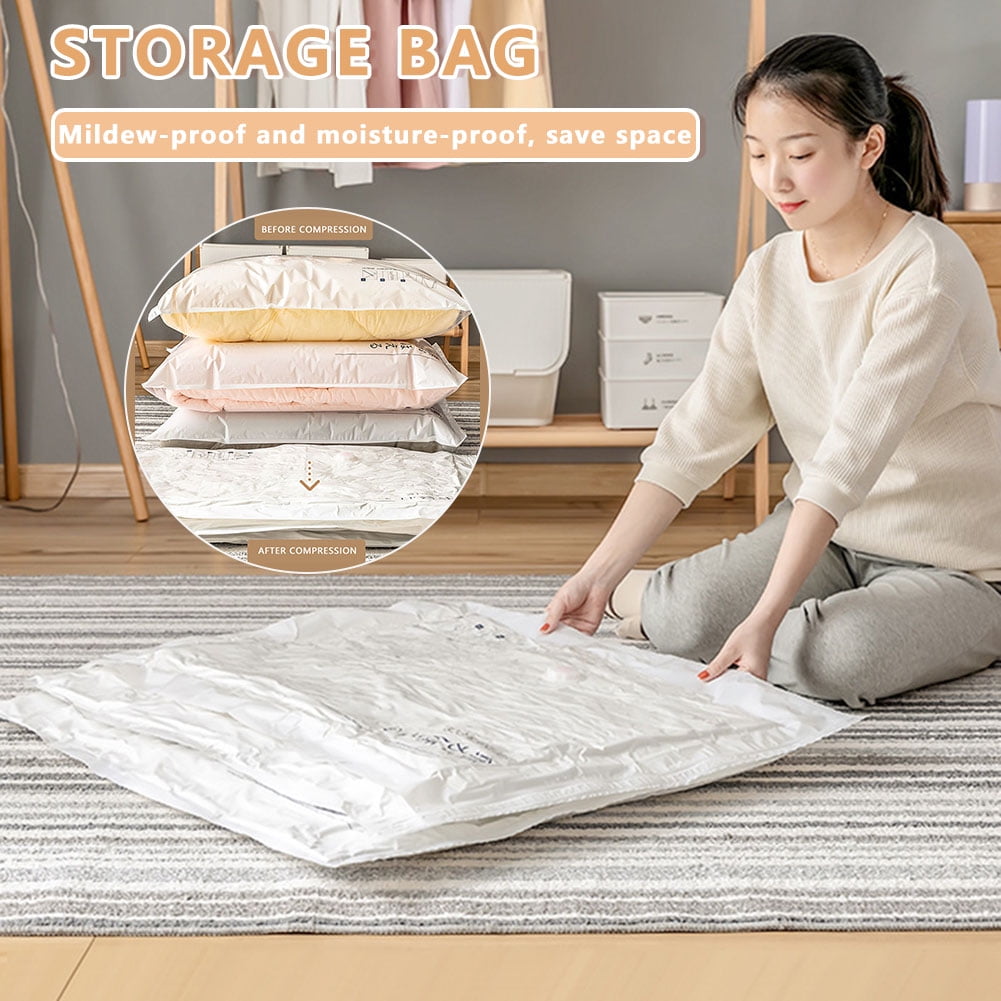 Vacuum Storage Bags Airtight Waterproof Reusable Vacuum Sealed Bags Space Saving Compression Pouches Various Size for Clothes Pillow Bedding Comforters 50x70cm,6 