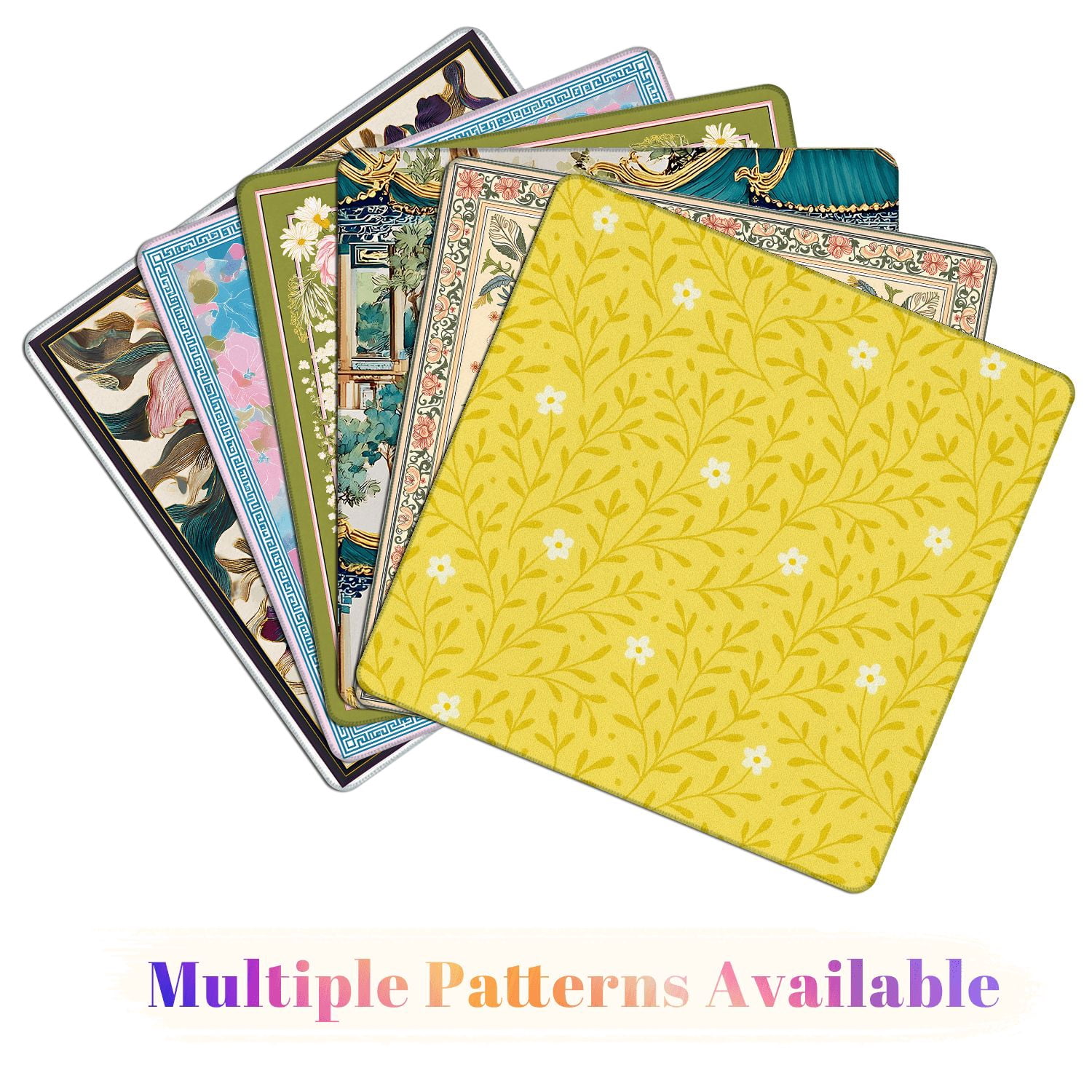 Mahjong Mat 31.5" x 31.5" Yellow Floral White Daisies Green Leaves Non-Slip Noise Reduction American Mahjong Tiles Table Cover for Dominoes Poker Card Board Games Gift