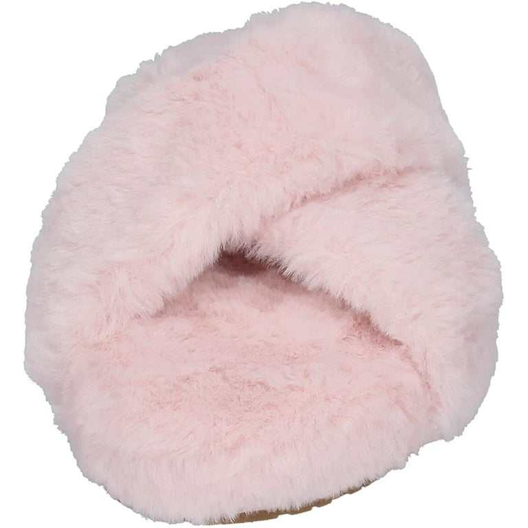 Faux Fur Crossover Slippers - Sleep Accessories - PINK