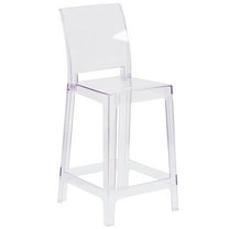 Flash Furniture Emilie Square Back Ghost Counter Stool, Transparent