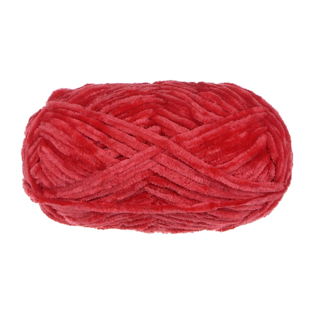 Unique Bargains Fil Chenille en Velours Rouge en Polyester Super Volumineux, 87 Yards