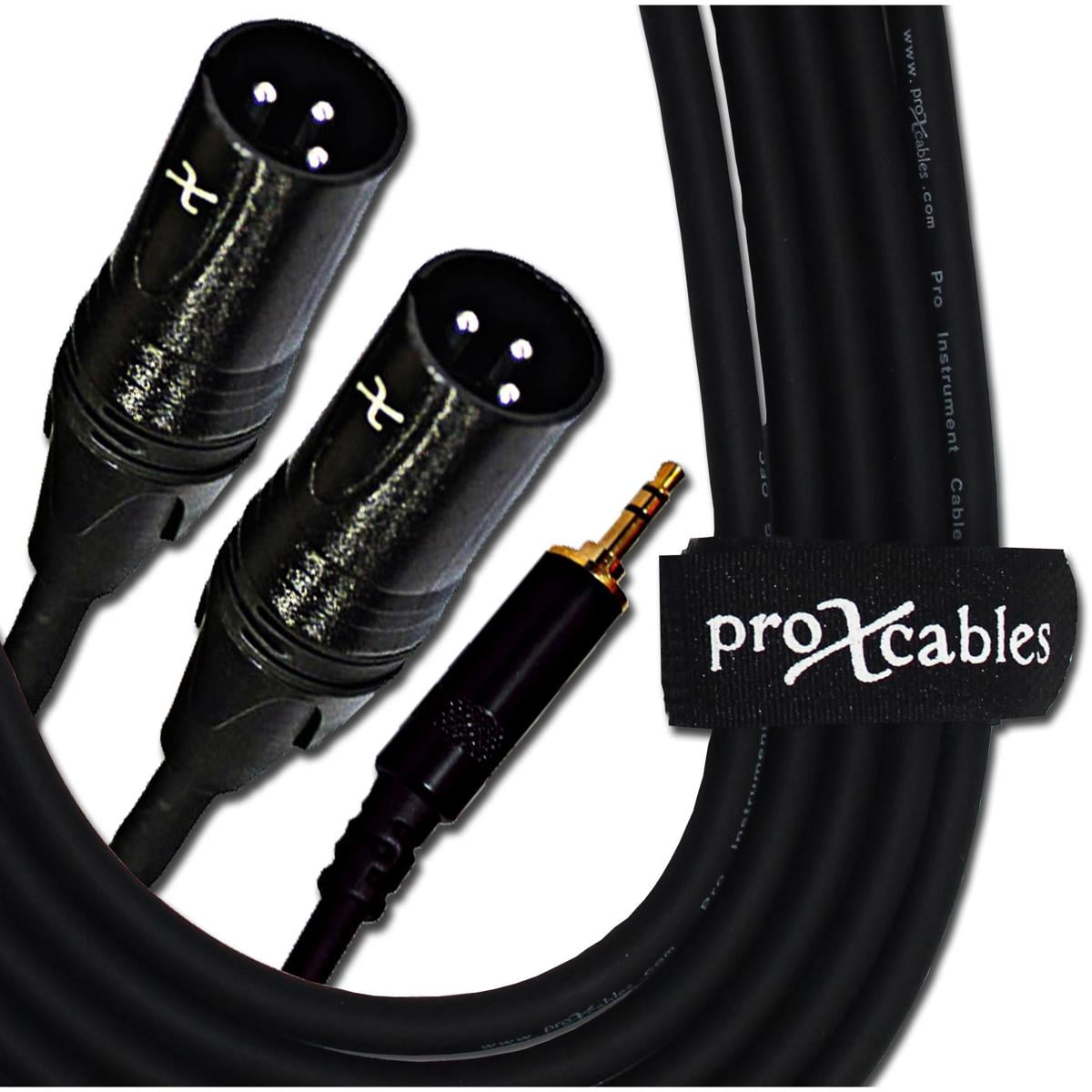 Prox 3.5Mm Trs To Dual Xlr-M Balanced High Performance Audio Cable, 5Ft