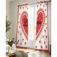 thumbnail image 5 of Red Love Sheer Curtains 63 Inch Length 2 Panels Set for Living Room/Bedroom, Valentine's Day Romantic Love Heart Beige Kitchen Curtains Grommet Semi-Sheer Curtains Drapes Window Treatments 42"x63"x2, 5 of 7