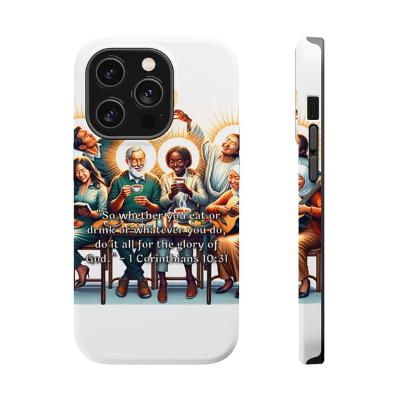 DistinctInk Tough Case for Apple iPhone 13 Pro MAX (6.7" Screen), Compatible with MagSafe Charging - "All for the Glory of God: 1 Corinthians 10:31"