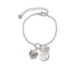 thumbnail image 2 of Delight Jewelry Silvertone Chinese Symbol Happiness Square Spinner Silvertone Discover Dream Explore Zoey Charm Bracelet, 6.5+2" Extender, 2 of 4