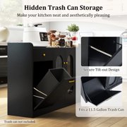 Costway 55” Large Buffet Cabinet with 2 Glass Doors, 2 Drawers, 2 Door Shelves for Kitchen Black