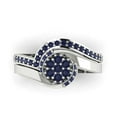 thumbnail image 2 of Clara Pucci 18K White Gold Round Cut 0.025Ct Simulated Blue Sapphire Engagement Ring + Matching Band - Luxury Box Included, 2 of 7