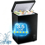 WANAI 3.5 Cu.ft Chest Freezer, Compact Deep Freezer with Adjustable Temperature, Black Mini Freezer for Home