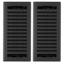 4in x 12in Montezuma Style Black Iron Metal Heating and Cooling Air Floor Register (2 PACK) - Overall 5 1/4" x 13 1/4"