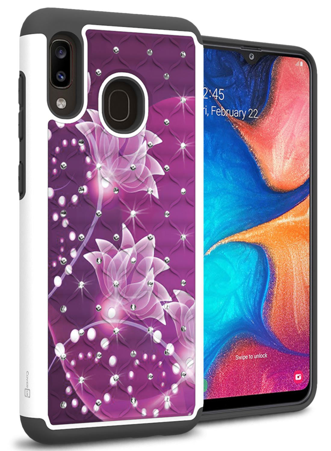 CoverON Samsung Galaxy A30 / Galaxy A20 Case, Aurora Series Rhinestone Phone Cover
