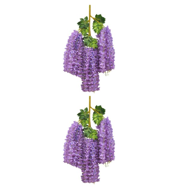 Monstrate 12 unidades/juego de flores de glicinia falsas para decoración de interiores y exteriores, durabilidad de larga duración, morado morado claro 2piezas