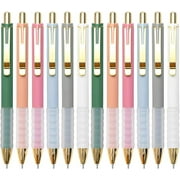 Ballpoint Pens Black Medium Point 1mm Pen with Super Soft Grip Ball Point Pen for Men Women Retractable Pens (gold-12 pcs)