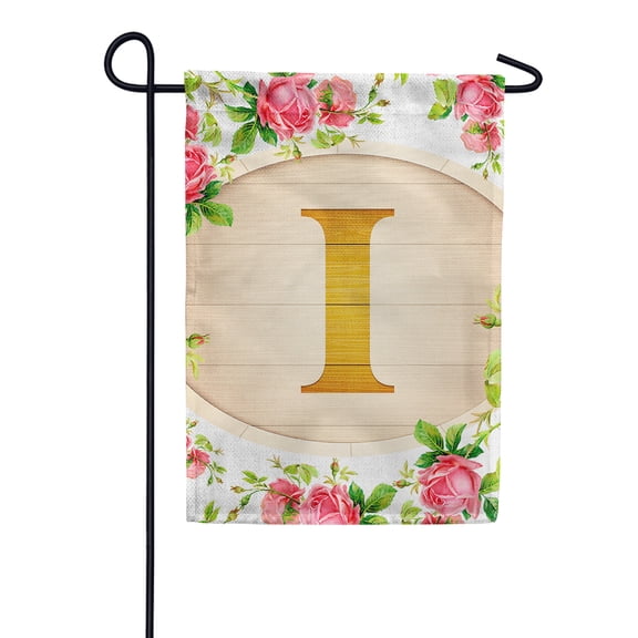 America Forever Spring Monogram Garden Flag Letter I 12.5 x 18 inches Double Sided Vertical Outdoor, Yard, Lawn, Beautiful Roses, Summer Floral Garden Flag