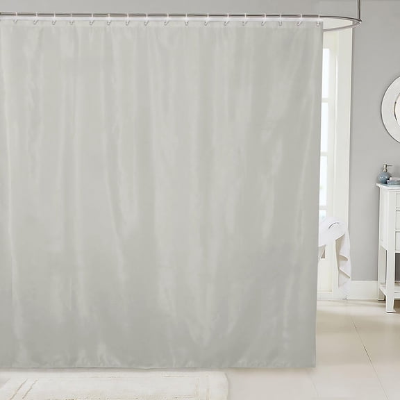 Solid Light Gray Shower Curtain Waterproof Fabric Bathroom Curtain with Hooks 71x71 inches