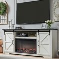 thumbnail image 5 of T4TREAM Farmhouse TV Stand for TVs up to 80", Entertainment Center with 30" Electric Fireplace and Sliding Barn Door&4 Drawers Storage Inside, Off White, 5 of 11