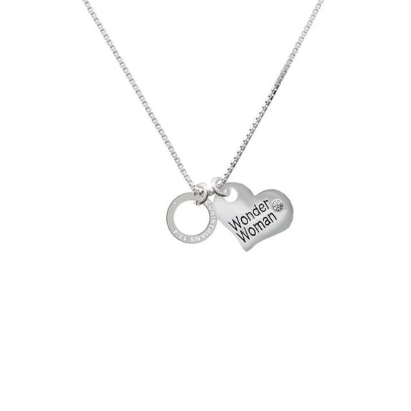 Silvertone Corinthians 13:4 Eternity Ring Wonder Woman Heart Necklace