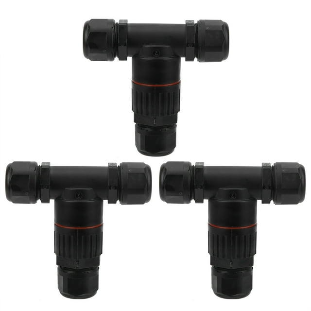 3Pcs IP68 Waterproof Connector Electrical Cable 3 Way T Shape Outdoor Industrial Accessories