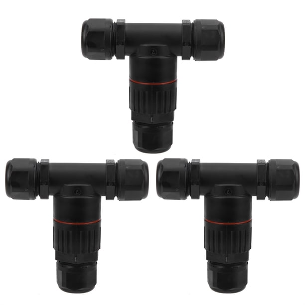 Conector impermeable IP68 de 3 piezas, cable eléctrico de 3 vías en forma de T, accesorios industriales para exteriores