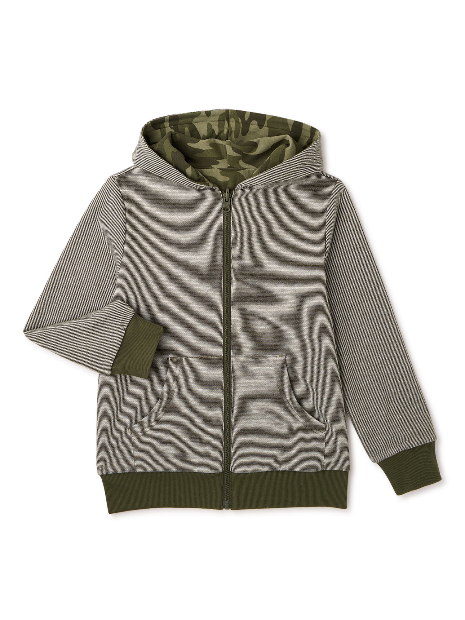 Wonder Nation Boys Full Zip Reversible Hoodie Sizes 4 16 Husky Walmart Com