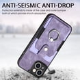 thumbnail image 6 of Compatible with iPhone 13, Classic Card Slots 360 Rotating Finger Ring Kickstand PU Leather + TPU Frame Magnetic Closure Back Case Cover for iPhone 13, Purple, 6 of 9