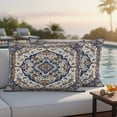 thumbnail image 5 of Vintage Floral Pillow Covers 2 Pack Navy Brown Classical Bohemian Style Pillowcase Waterproof Outdoor Throw Pillow Cover for Patio Balcony Rectangular Cushion 20”x12”, 5 of 9