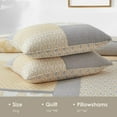 thumbnail image 5 of Bedduvit King Size Quilt Set, 100% Cotton Yellow Gray Floral Farmhouse Real-Patchwork Striped Plaid King Quilt Bedspread, Reversible Lightweight Summer Comforter Bedding Set, 3-Piece(98"x106", Yellow), 5 of 10