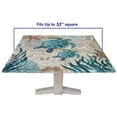 thumbnail image 5 of Elastic Edge Fitted Square Tablecloth, Blue Green Ocean Turtle Polyester Table Cover, for Indoor Holiday Family Banquet and Outdoor Patio Use, Fit for 34" x 34"Square Table, 5 of 5