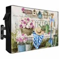 thumbnail image 2 of Outdoor TV Cover 52x30x4.5in, Farmhouse Colorful Flower Weatherproof TV Screen Protector with Zipper, Rustic Wood Welcome Text Outside Television Cover Fits Up to 52-55", 2 of 9