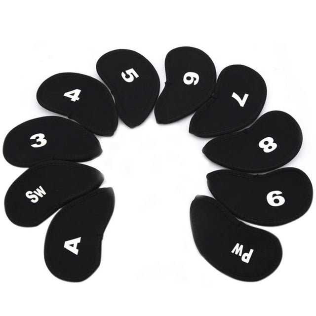 bedienty 10Pcs Black New Sponge Head Cover Club Iron Putter Headcover Set NE 1Set