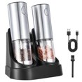 thumbnail image 1 of Electric Salt and Pepper Grinder Set - Automatic Rechargeable Salt/Pepper Grinder with Charging Base and LED Light, 1 of 5