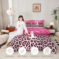 thumbnail image 3 of Manfei Cute Letter T Queen Comforter Set,Classic Leopard Pattern Comforter Sets Queen,Pink,Pink Reversible,3pcs,1 Comforter and 2 Pillowcases, 3 of 7