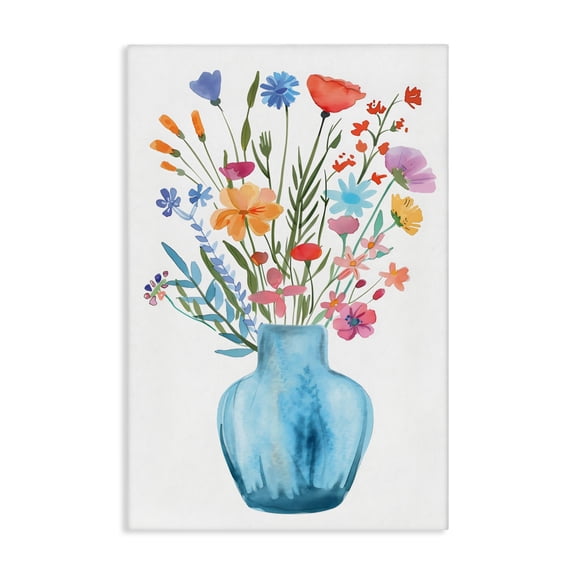 Stupell Industries Watercolor Vase Blue Bouquet Canvas Wall Art, design by LSR Design Studio